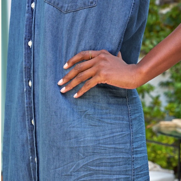 Frank & Eileen Rory Shirtdress Maxi Distressed Vintage Wash Denim L - Picture 8 of 8